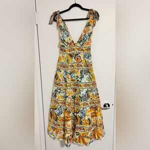 Farm Rio Blue Spring Bananas Midi Dress